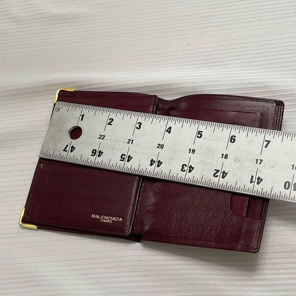 Balenciaga Paris Maroon Deep Red VTG Leather Wallet - Picture 7 of 9